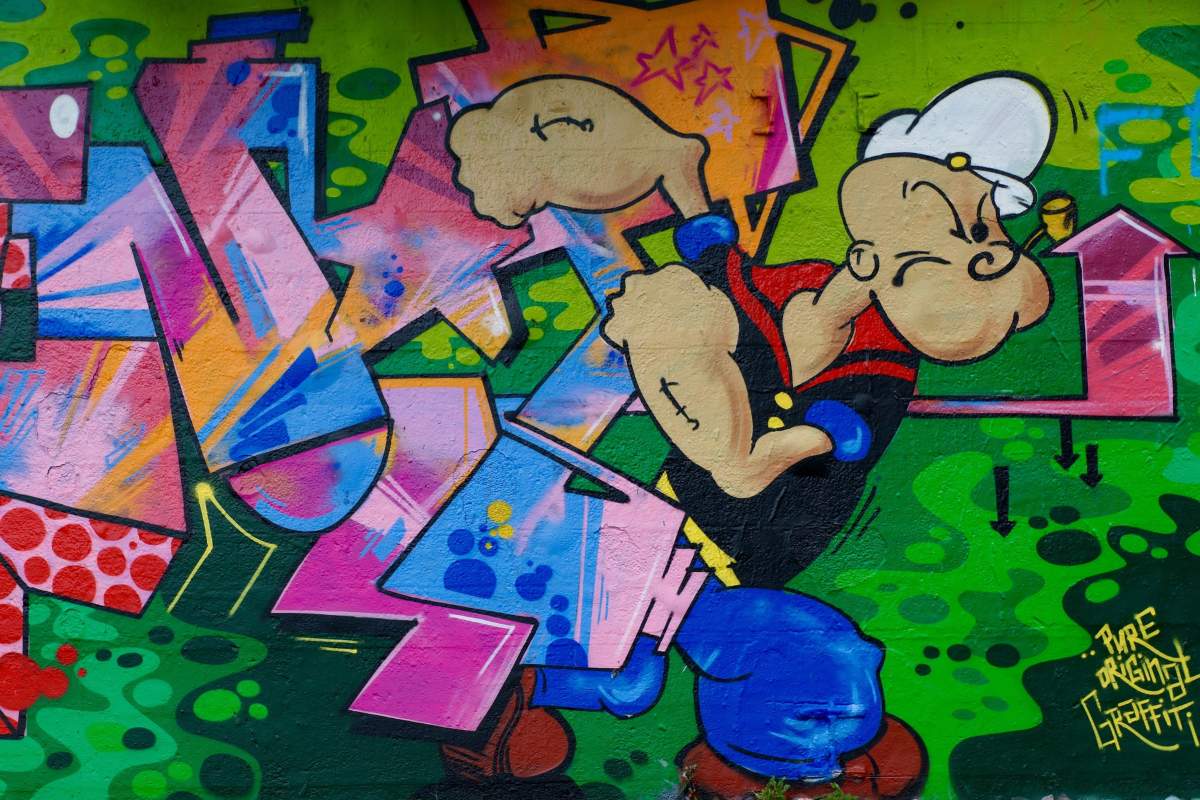 Grafiti de Popeye que explica el branded content.
